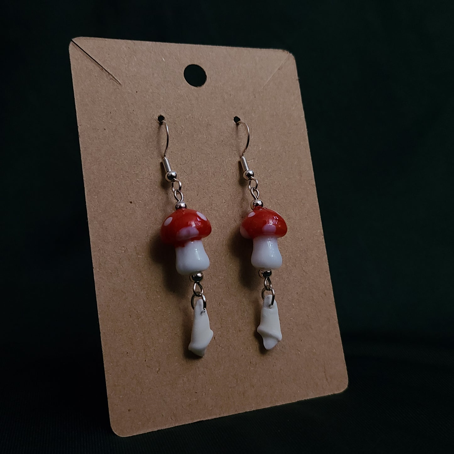 Toadstool and teeth earrings