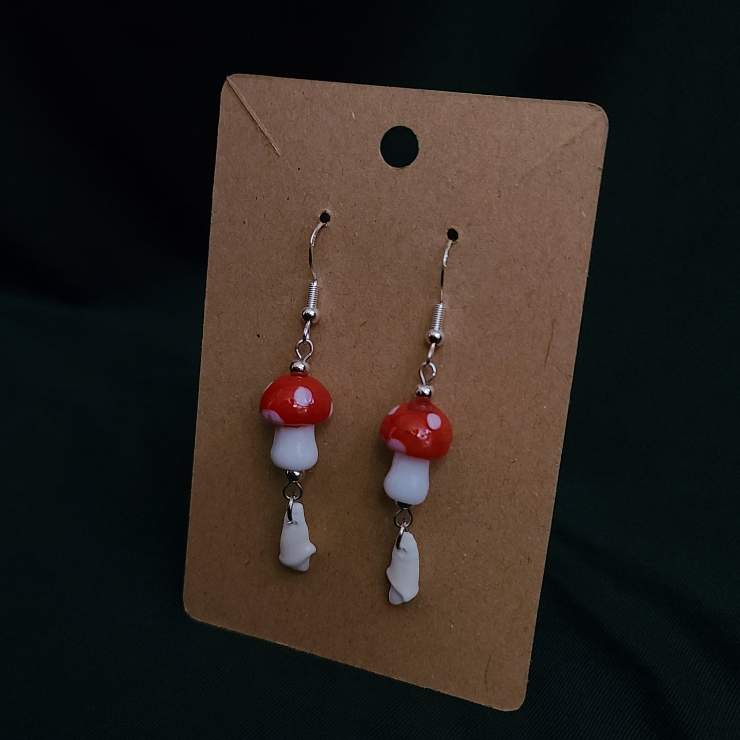 Toadstool and teeth earrings