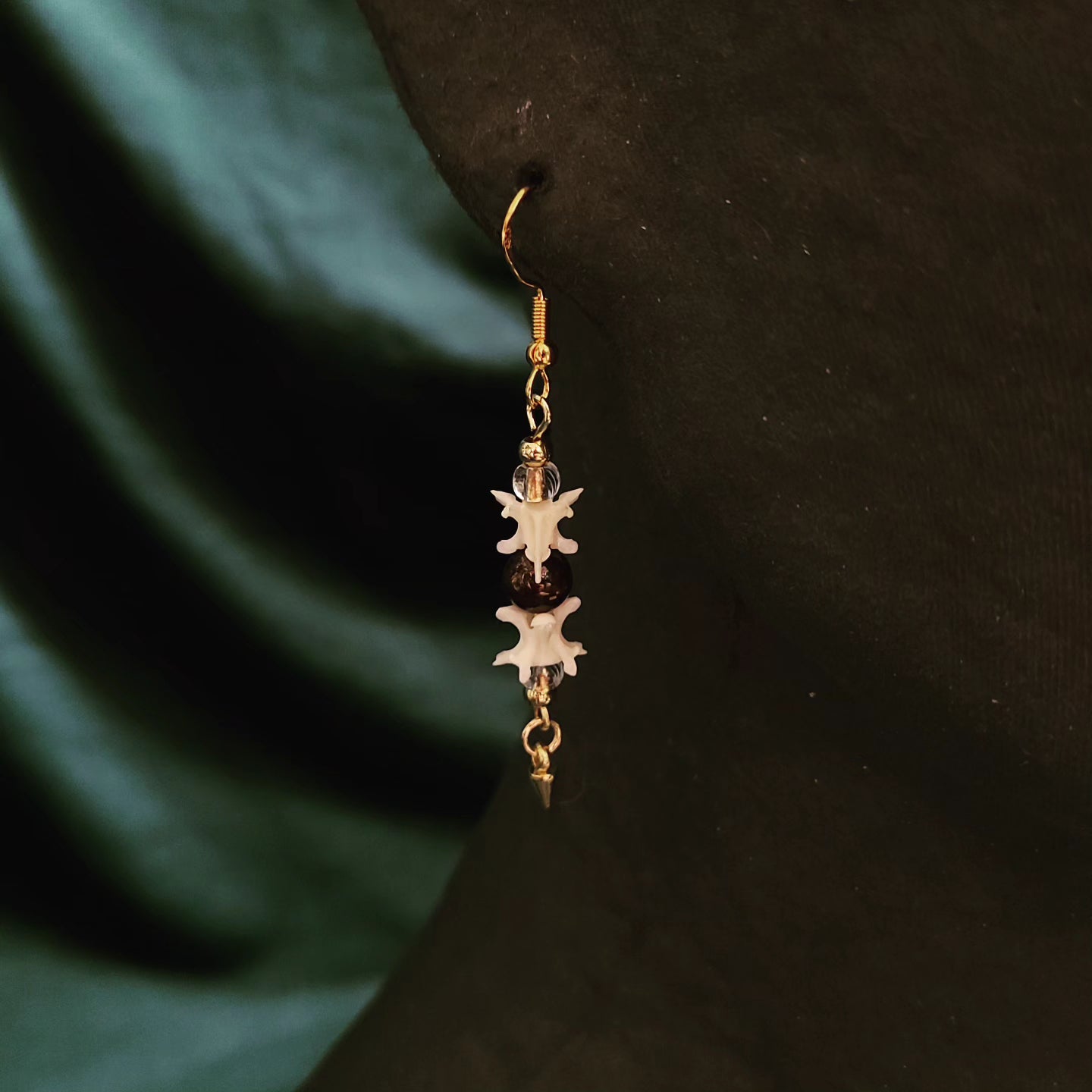 Snake Vertebrae Garnet Earrings