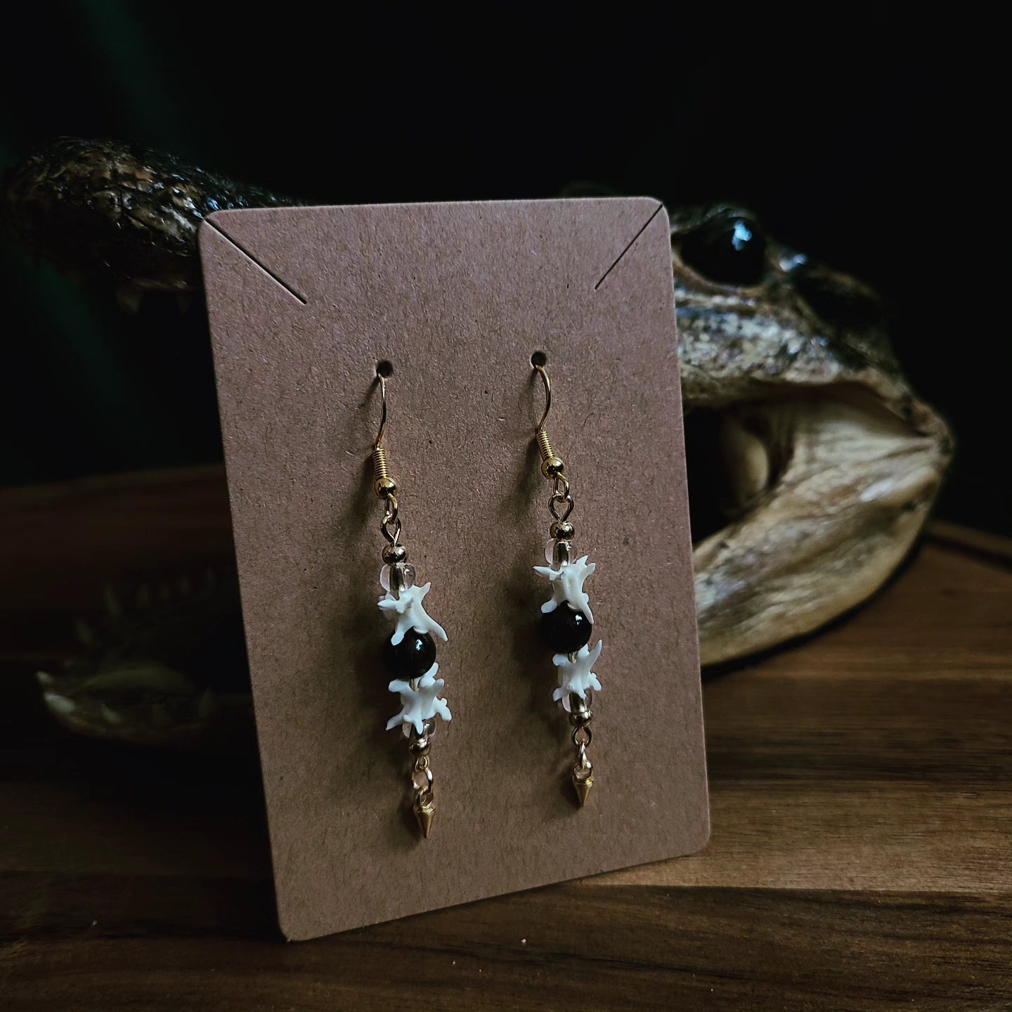 Snake Vertebrae Garnet Earrings