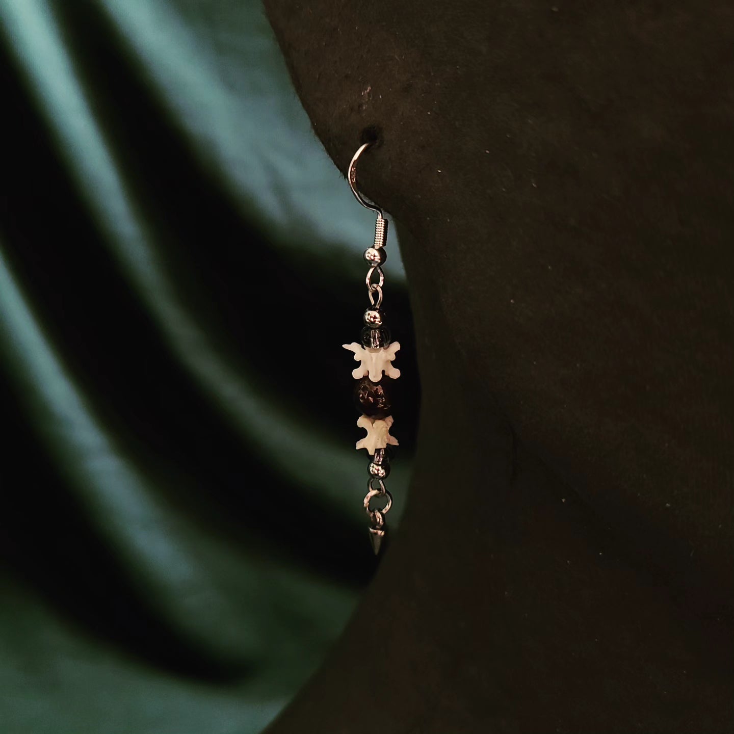 Snake Vertebrae Garnet Earrings