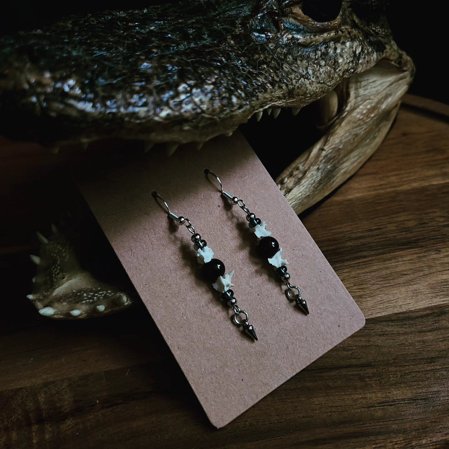 Snake Vertebrae Garnet Earrings