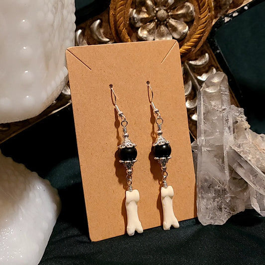 Coyote and Obsidian Earrings