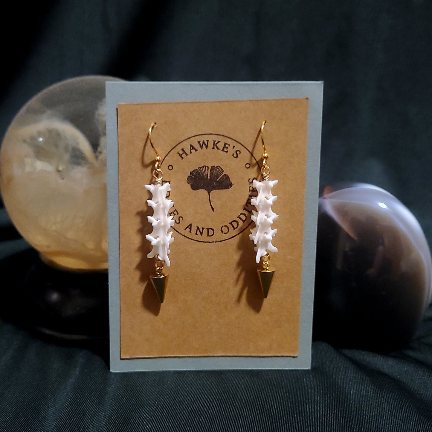 Rattlesnake Vertebrae Spike Dangle Earrings