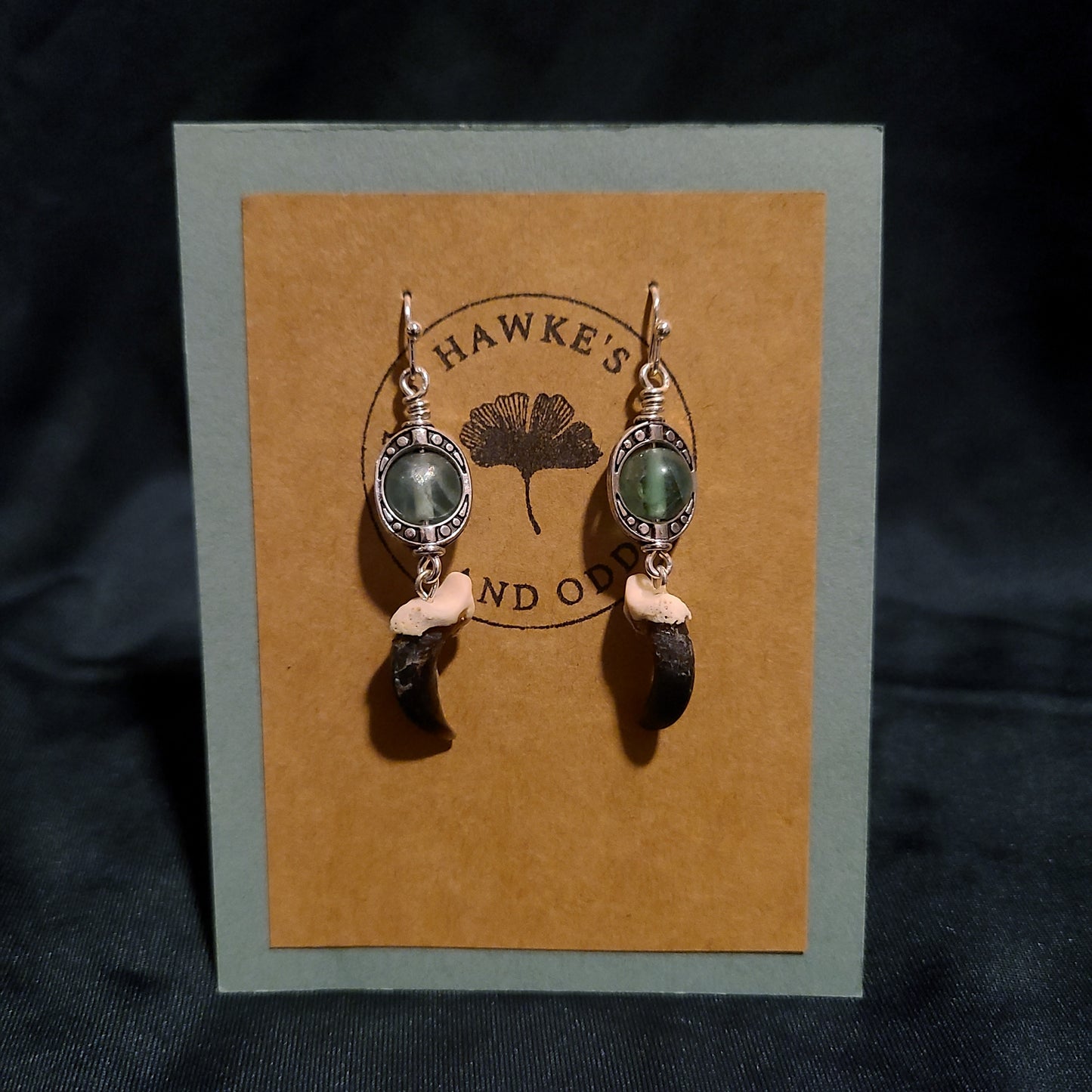 Coyote Claw and Fluorite Dangle Earrings