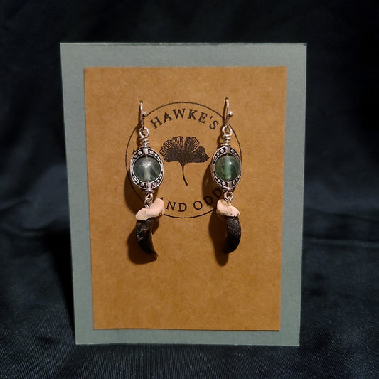 Coyote Claw and Fluorite Dangle Earrings