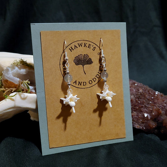 Rattlesnake Vertebrae and Labradorite Dangle Earrings