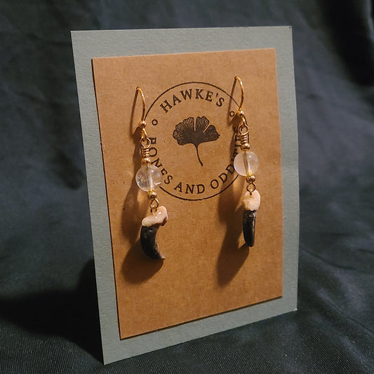 Coyote Claw and Citrine Dangle Earrings