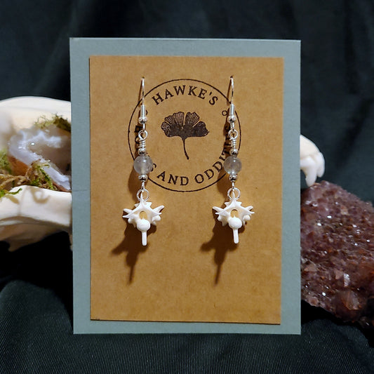 Rattlesnake Vertebrae and Labradorite Dangle Earrings