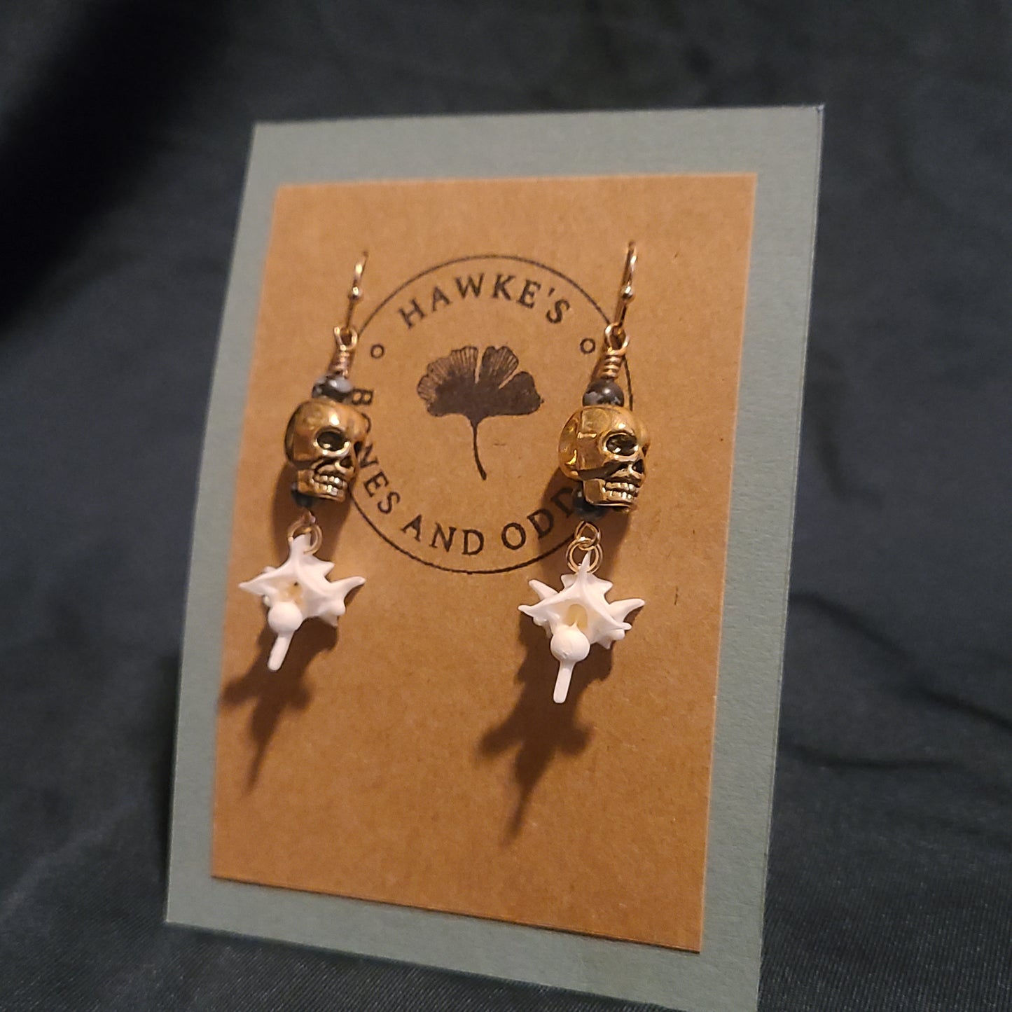 Rattlesnake vertebrae and Skull Dangle Earrings