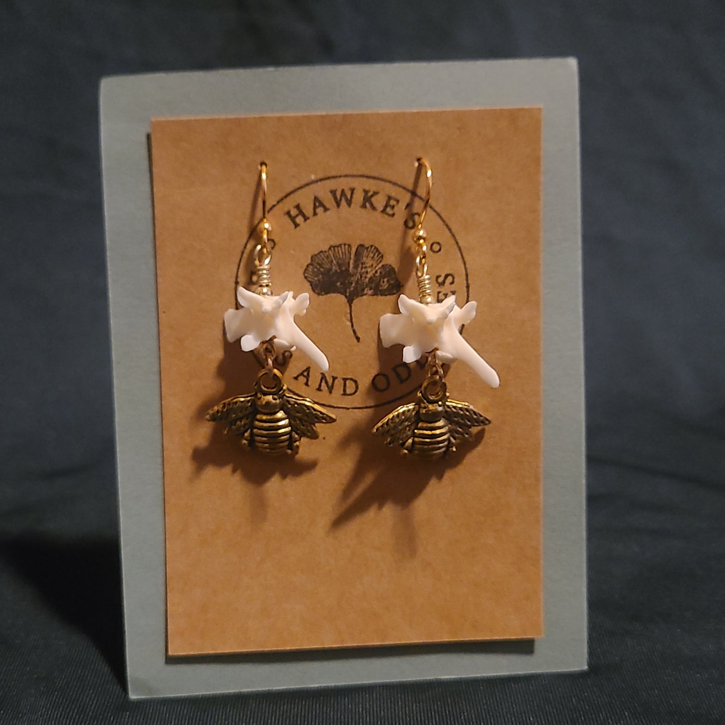 Rattlesnake Vertebrae and Bee Dangle Earrings