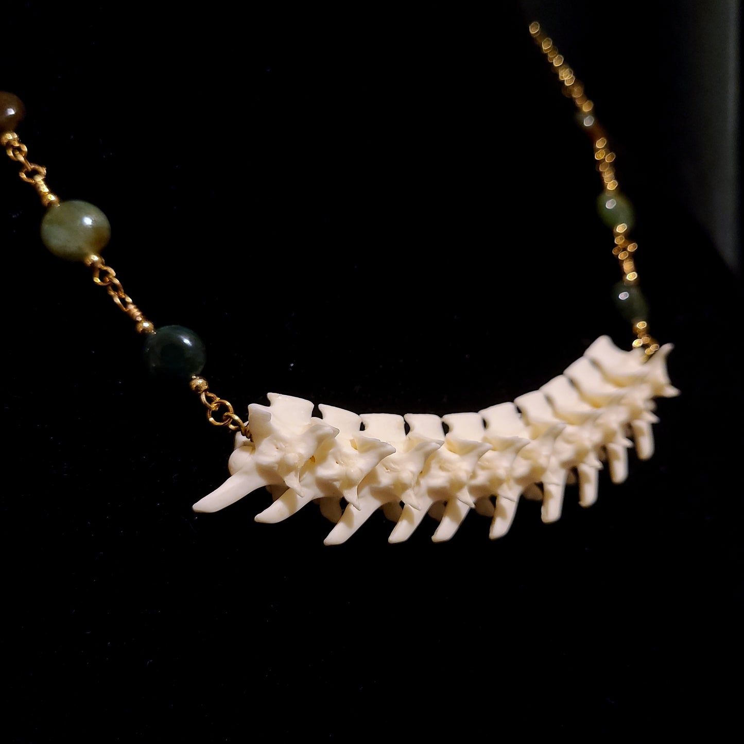 Articulated Rattlesnake Vertebrae and Fancy Jasper Necklace