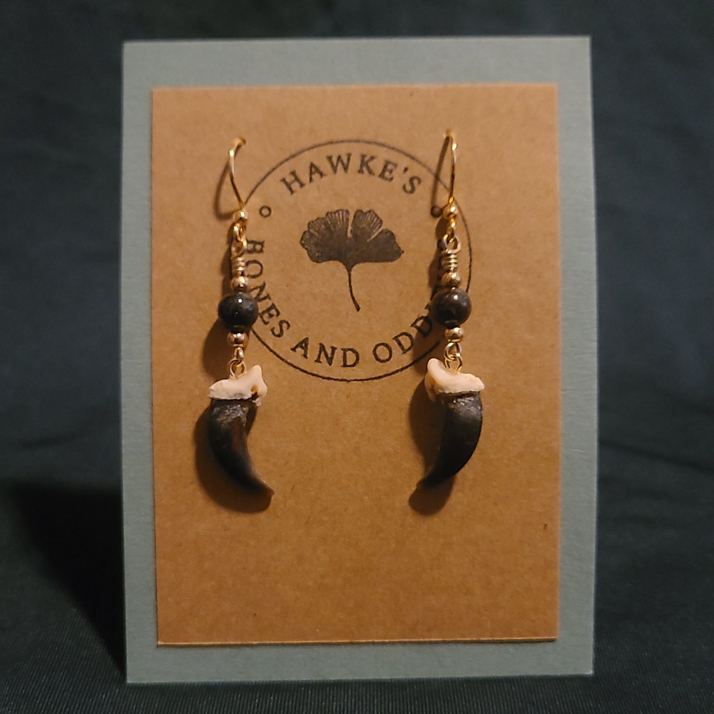 Coyote Claw and Garnet Dangle Earrings