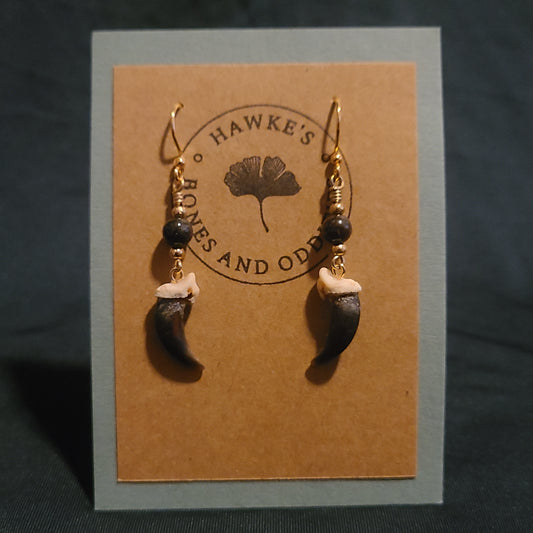 Coyote Claw and Garnet Dangle Earrings