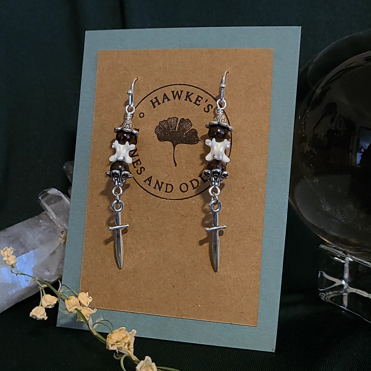 Rattlesnake Vertebrae and Dagger Earrings