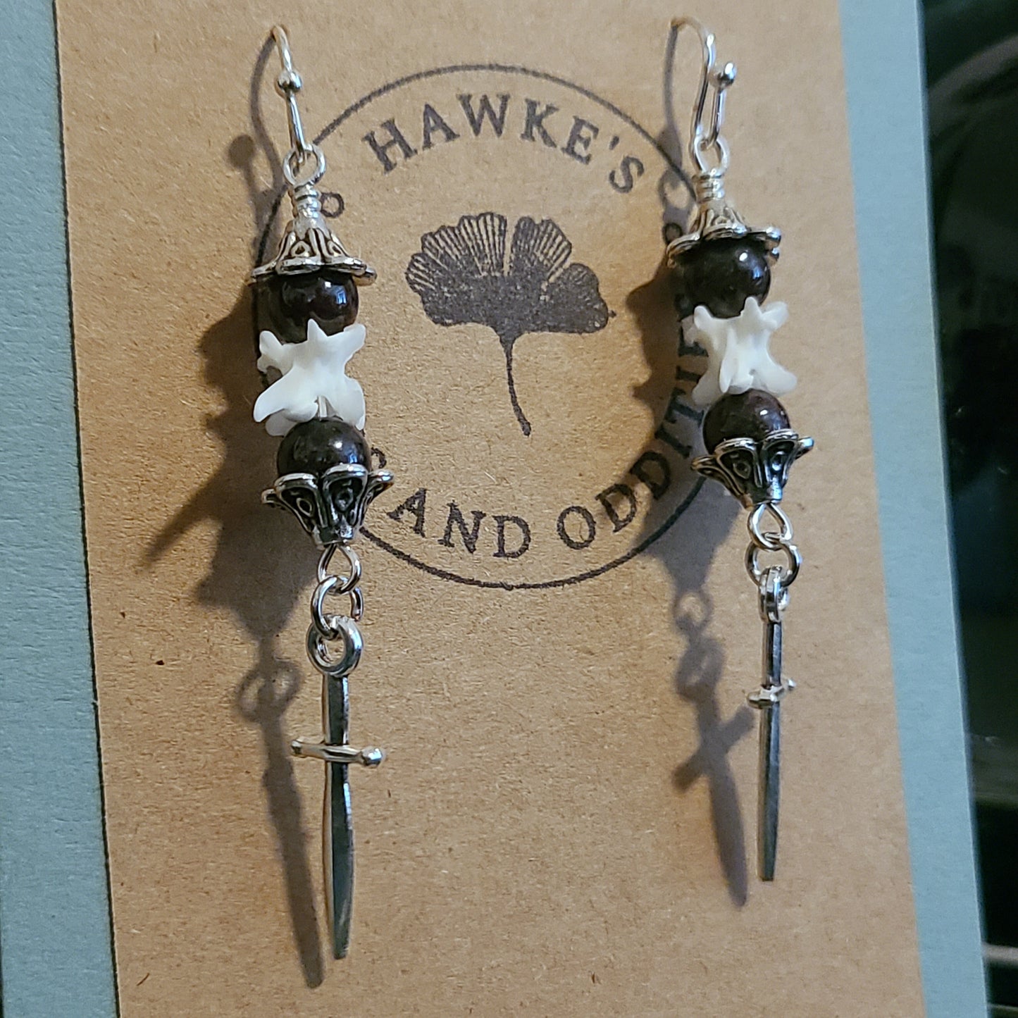 Rattlesnake Vertebrae and Dagger Earrings