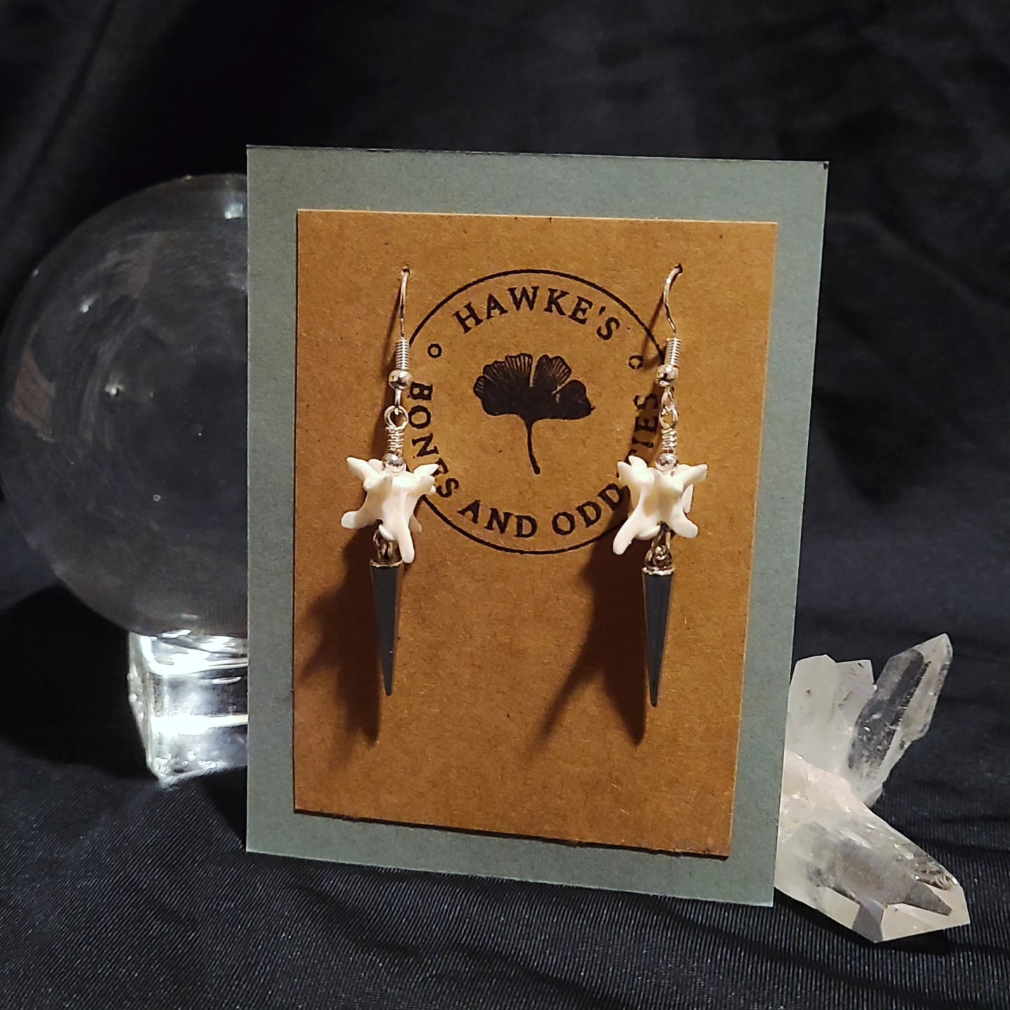 Rattlesnake Vertebrae and Spike Dangle Earrings