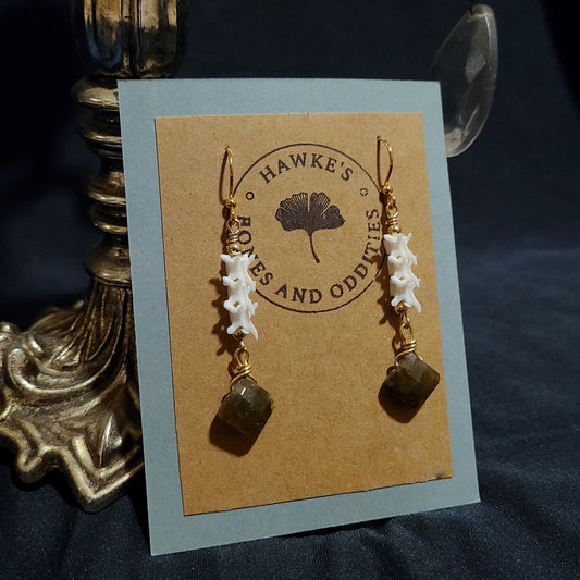 Rattlesnake Vertebrae and Labradorite Dangle Earrings