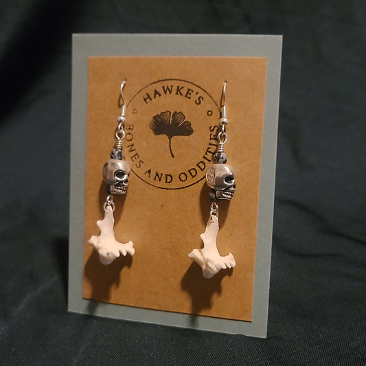 Mink Vertebrae and Skull Dangle Earrings
