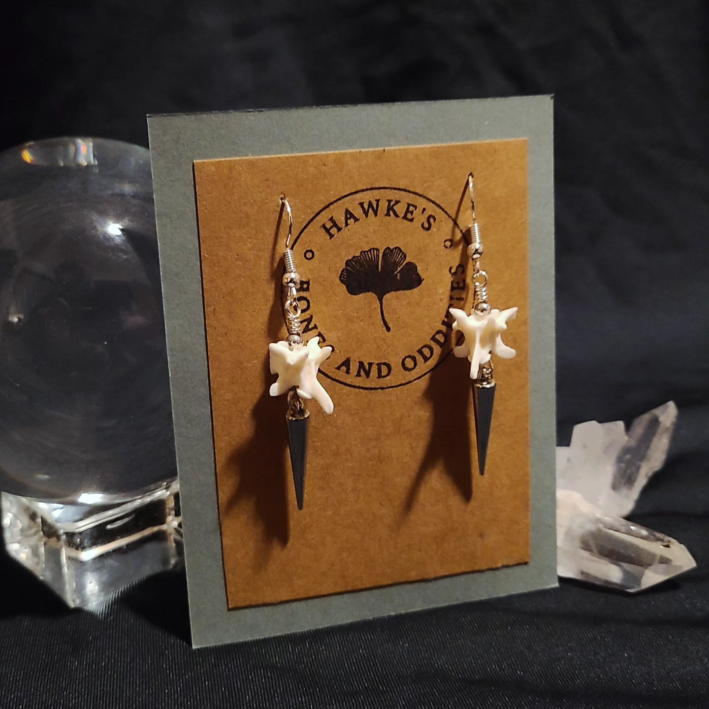 Rattlesnake Vertebrae and Spike Dangle Earrings