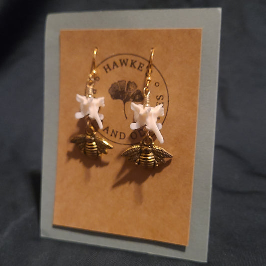 Rattlesnake Vertebrae and Bee Dangle Earrings