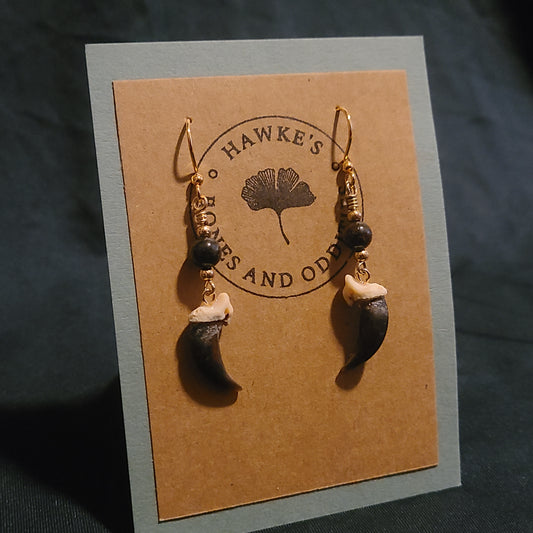 Coyote Claw and Garnet Dangle Earrings