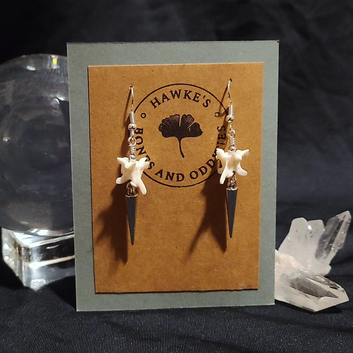Rattlesnake Vertebrae and Spike Dangle Earrings
