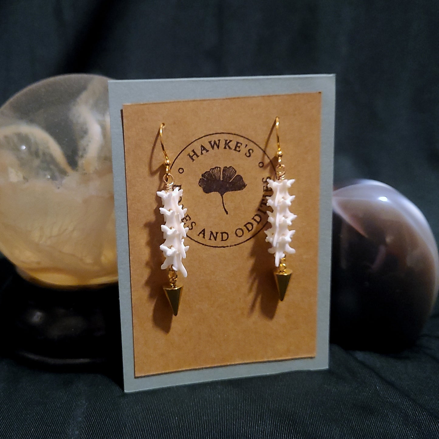 Rattlesnake Vertebrae Spike Dangle Earrings