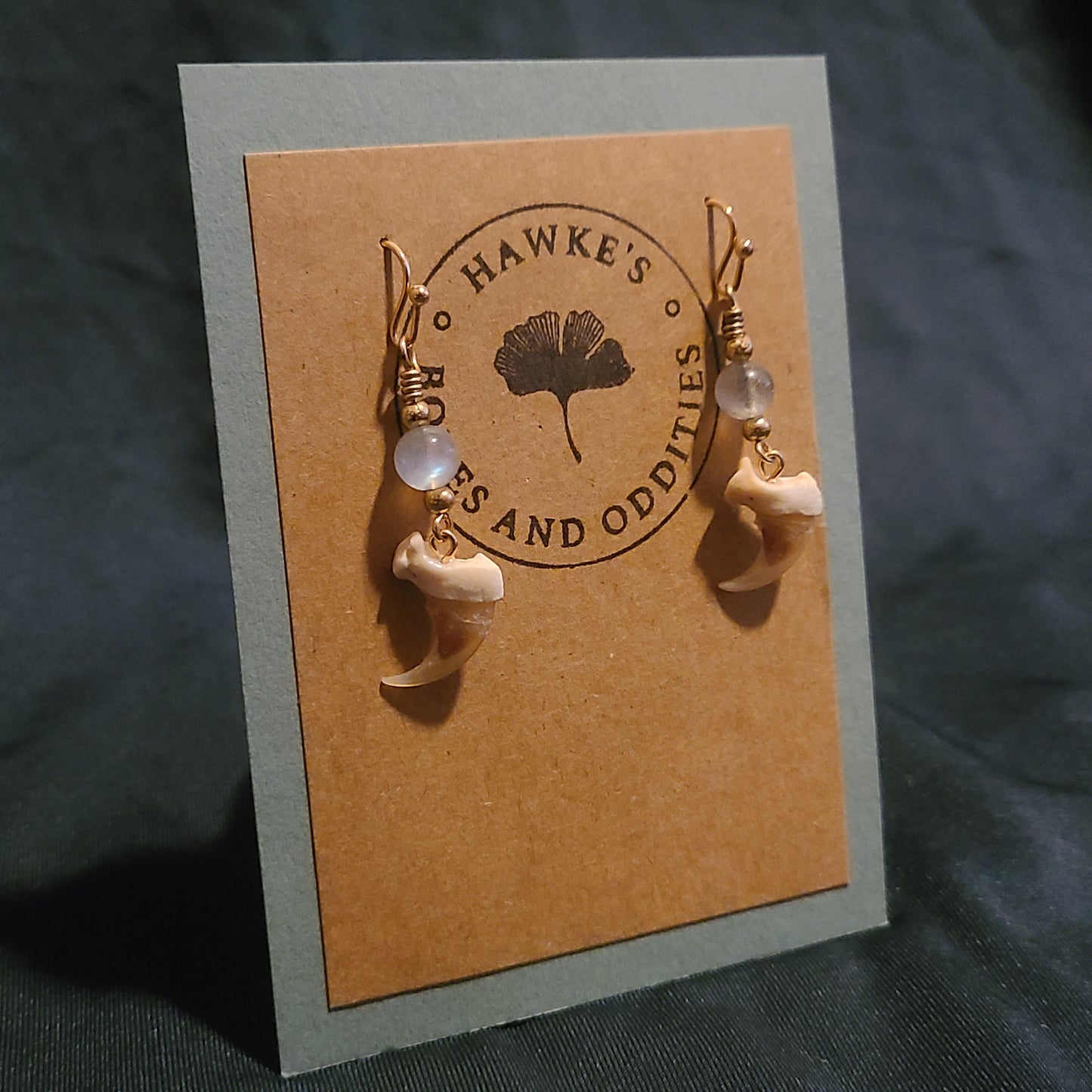 Bobcat Claw and Labradorite Dangle Earrings