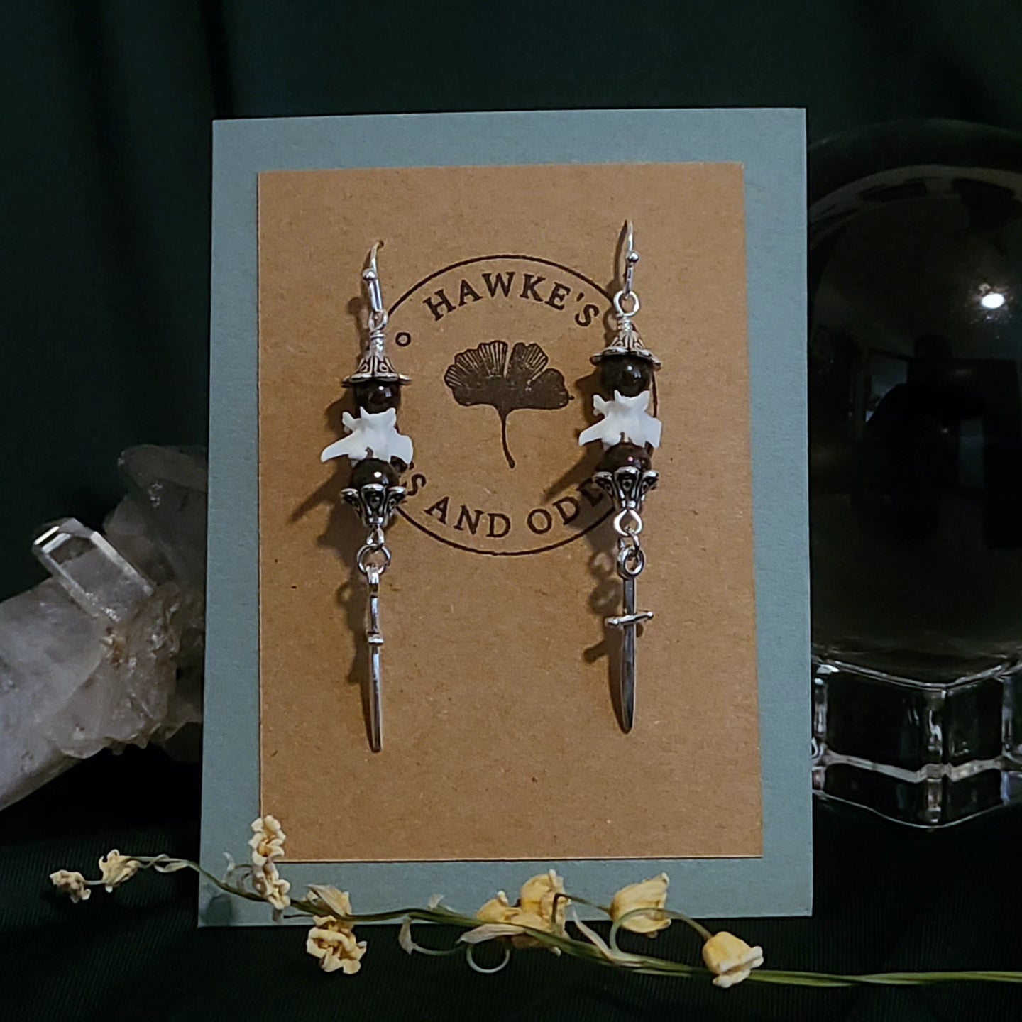 Rattlesnake Vertebrae and Dagger Earrings