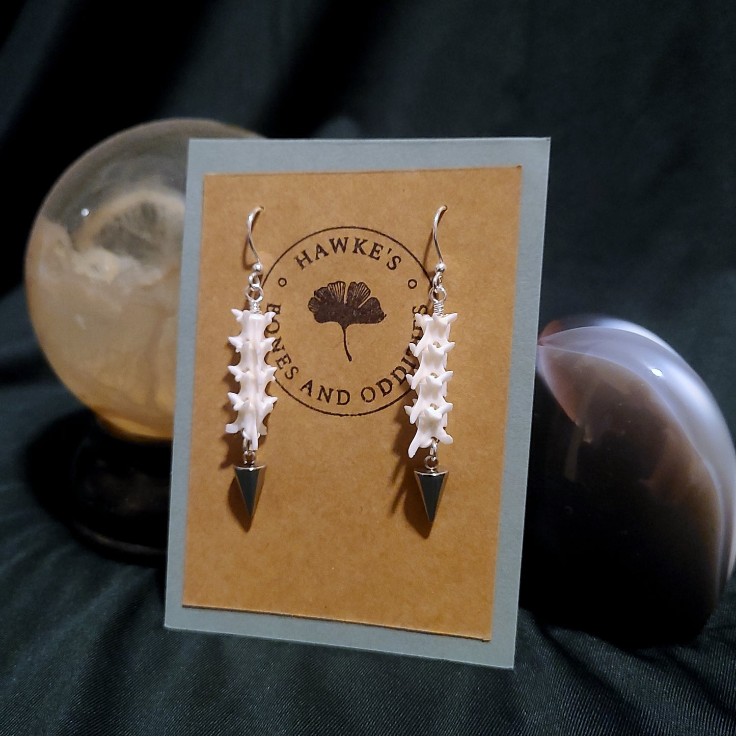 Rattlesnake Vertebrae Spike Dangle Earrings