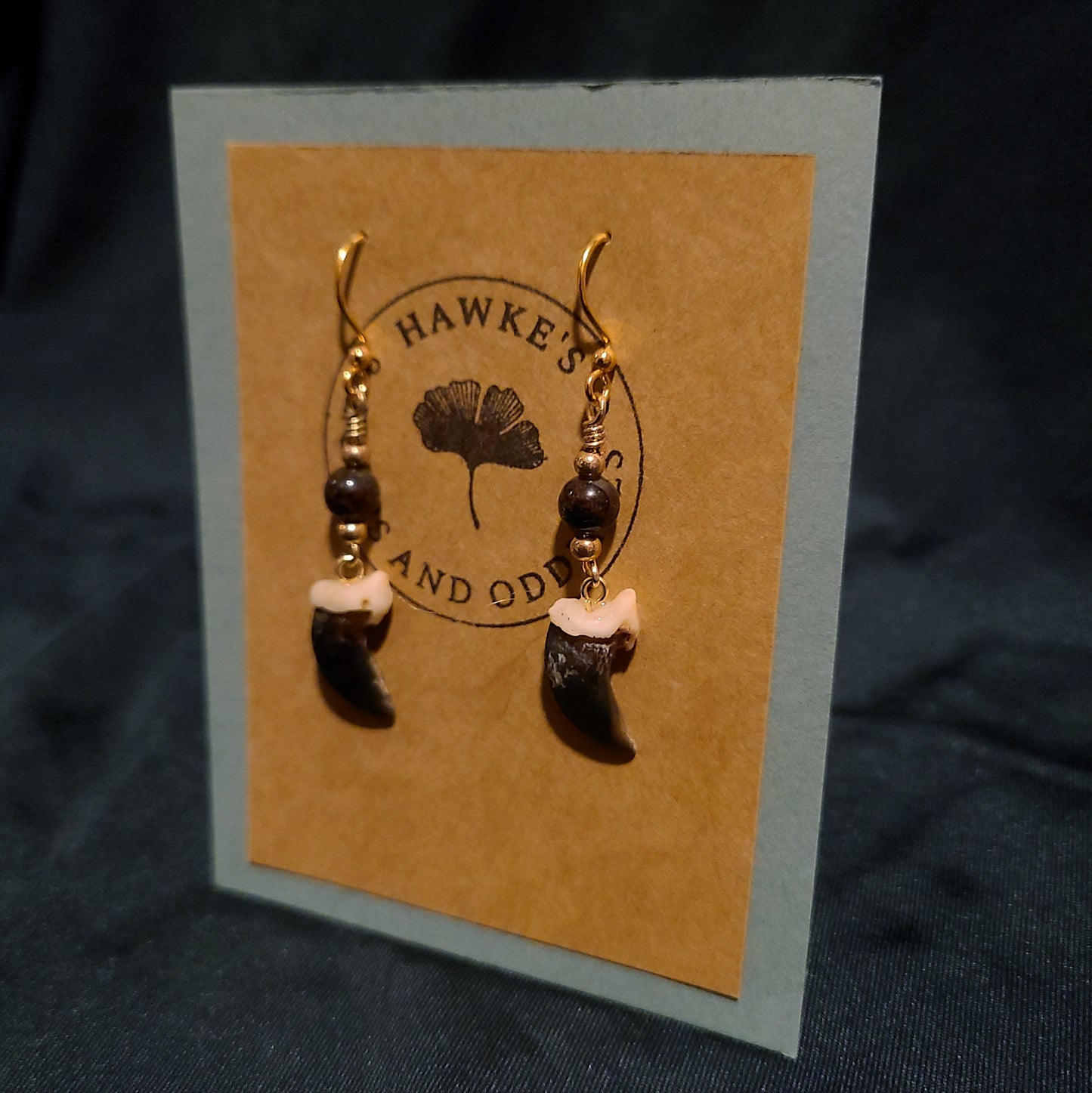 Coyote Claw and Garnet Earrings