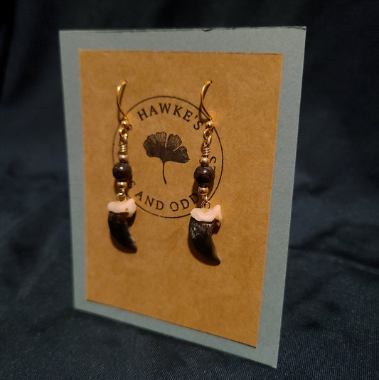 Coyote Claw and Garnet Earrings