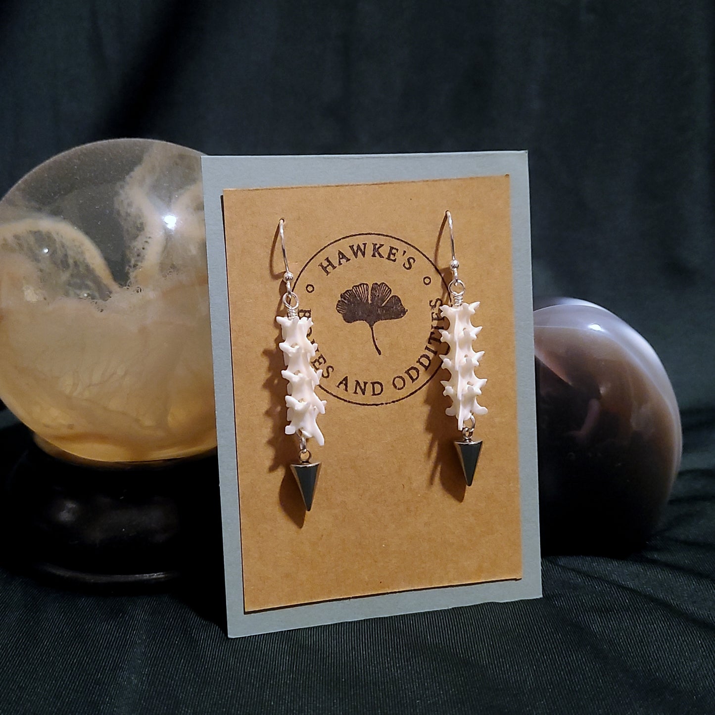 Rattlesnake Vertebrae Spike Dangle Earrings