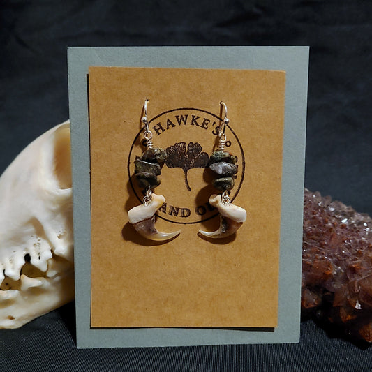 Bobcat Claw and Dragons Jasper Dangle Earrings